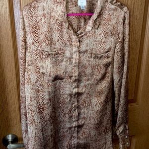 Snakeskin design silk button down